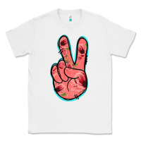 White Pink Floral Glitter Peace Sign Classic Tee - Jasminsmagicworld