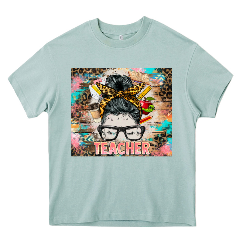 Teacher Messy Bun Tumbler Heavy Core Tee by BarkalooDesign | Teevron
