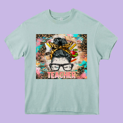 Teacher Messy Bun Tumbler Heavy Core Tee Designed By Barkaloodesign