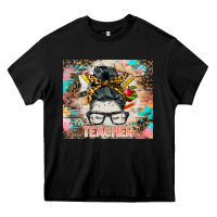 Black teacher messy bun tumbler Heavy Core Tee - BarkalooDesign