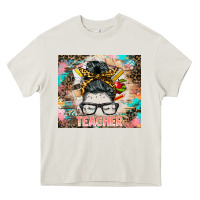 Cream teacher messy bun tumbler Heavy Core Tee - BarkalooDesign