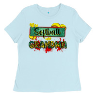 Baby Blue softball grandma with leopard Ladies Tee - Zillion Design Studio