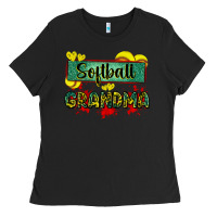 Black softball grandma with leopard Ladies Tee - Zillion Design Studio