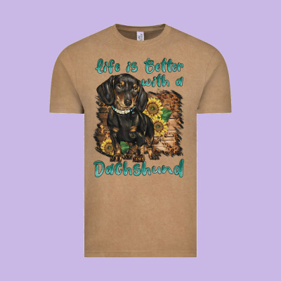Life Is Better With A Dachshund Vintage Tee Designed By Barkaloodesign