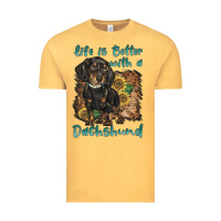 Vintage Mustard life is better with a dachshund Vintage Tee - BarkalooDesign