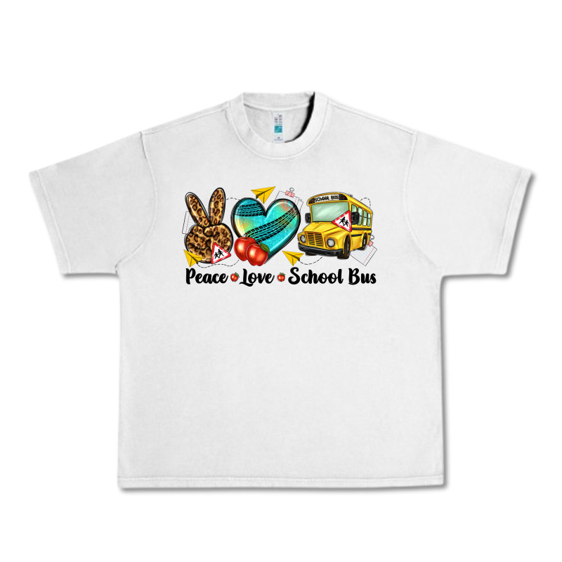 Peace Love School Bus Urban Heavy Tee by NancyCooperArtShop | Teevron