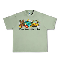 Oil Green peace love school bus Urban Heavy Tee - NancyCooperArtShop