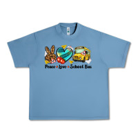 Pebble Blue peace love school bus Urban Heavy Tee - NancyCooperArtShop