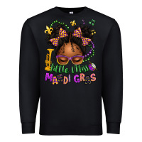 Black little miss mardi gras afro messy bun kid Premium Sweatshirt - texasbilliewilder