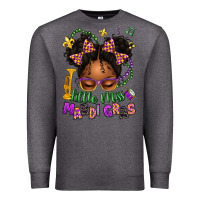 Charcoal Heather little miss mardi gras afro messy bun kid Premium Sweatshirt - texasbilliewilder