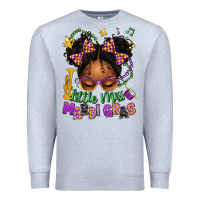 Heather Grey little miss mardi gras afro messy bun kid Premium Sweatshirt - texasbilliewilder
