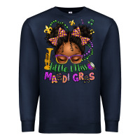 Navy little miss mardi gras afro messy bun kid Premium Sweatshirt - texasbilliewilder