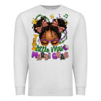 Oatmeal Heather little miss mardi gras afro messy bun kid Premium Sweatshirt - texasbilliewilder