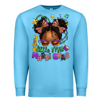 Ocean Blue little miss mardi gras afro messy bun kid Premium Sweatshirt - texasbilliewilder