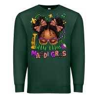 Sports Green little miss mardi gras afro messy bun kid Premium Sweatshirt - texasbilliewilder