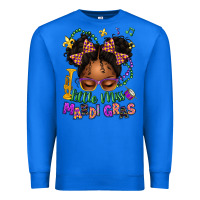 True Royal little miss mardi gras afro messy bun kid Premium Sweatshirt - texasbilliewilder