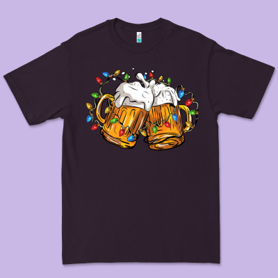 Beer With Christmas Lights Premium Tee Designed By Fadigitalartstudio
