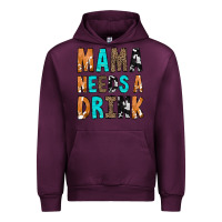 Mauve Wine Mama Needs a Drink Urban Hoodie - CowCowDesign