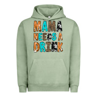 Pigment Oil Green Mama Needs a Drink Urban Hoodie - CowCowDesign