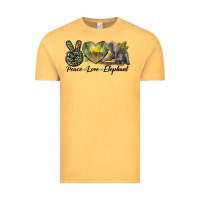 Vintage Mustard Peace Love Elephant Vintage Tee - LillyAllenDesigns