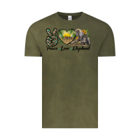 Vintage Olive Peace Love Elephant Vintage Tee - LillyAllenDesigns