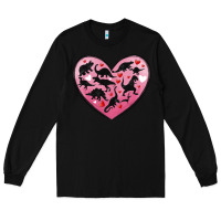 Black dinosaur valentine heart Long Sleeve Tee - MaliasSmallBusiness