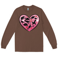 Chestnut dinosaur valentine heart Long Sleeve Tee - MaliasSmallBusiness