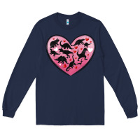 Navy dinosaur valentine heart Long Sleeve Tee - MaliasSmallBusiness