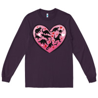 Plum dinosaur valentine heart Long Sleeve Tee - MaliasSmallBusiness