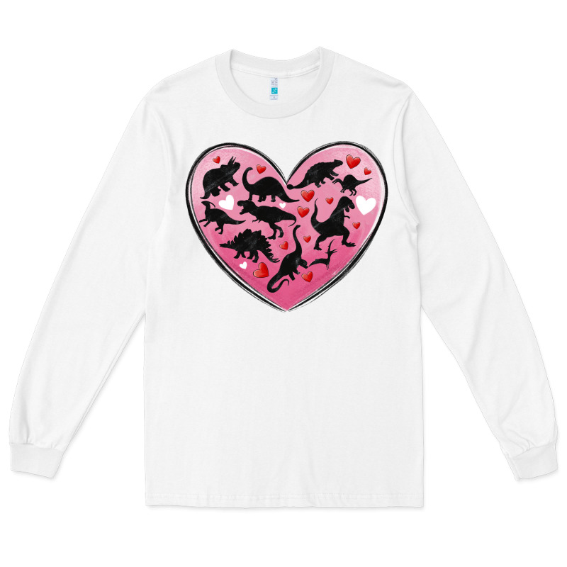 Dinosaur Valentine Heart Long Sleeve Tee by MaliasSmallBusiness | Teevron