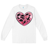 White dinosaur valentine heart Long Sleeve Tee - MaliasSmallBusiness