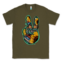Army Green Aztec Sunflower Peace Sign Classic Tee - Jasminsmagicworld