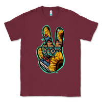 Burgundy Aztec Sunflower Peace Sign Classic Tee - Jasminsmagicworld