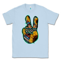 Dusty Blue Aztec Sunflower Peace Sign Classic Tee - Jasminsmagicworld