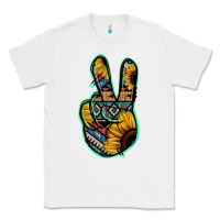 White Aztec Sunflower Peace Sign Classic Tee - Jasminsmagicworld