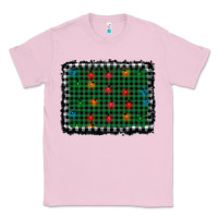 Bubblegum Pink christmas buffalo plaid and lights background Classic Tee - AdoDesignShop