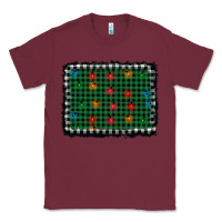 Burgundy christmas buffalo plaid and lights background Classic Tee - AdoDesignShop