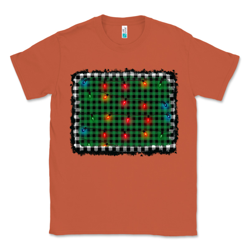 Christmas Buffalo Plaid And Lights Background Classic Tee by AdoDesignShop | Teevron