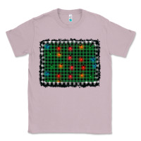 Lilac christmas buffalo plaid and lights background Classic Tee - AdoDesignShop