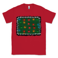 Red christmas buffalo plaid and lights background Classic Tee - AdoDesignShop
