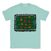 Seafoam christmas buffalo plaid and lights background Classic Tee - AdoDesignShop