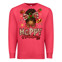 Cardinal happy holidays christmas afro messy bun Premium Sweatshirt - texasbilliewilder