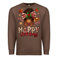 Chestnut happy holidays christmas afro messy bun Premium Sweatshirt - texasbilliewilder