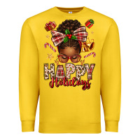 Lemon happy holidays christmas afro messy bun Premium Sweatshirt - texasbilliewilder