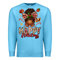 Ocean Blue happy holidays christmas afro messy bun Premium Sweatshirt - texasbilliewilder
