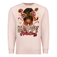 Pale Pink happy holidays christmas afro messy bun Premium Sweatshirt - texasbilliewilder