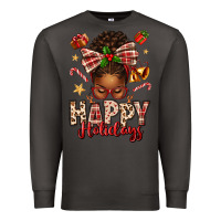 Smoke happy holidays christmas afro messy bun Premium Sweatshirt - texasbilliewilder