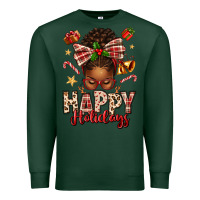 Sports Green happy holidays christmas afro messy bun Premium Sweatshirt - texasbilliewilder