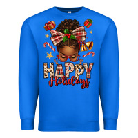 True Royal happy holidays christmas afro messy bun Premium Sweatshirt - texasbilliewilder
