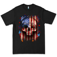 Black 4th of July skull American flag Premium Tee - Neo Western